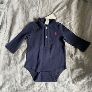 Ralph Lauren Blue Collared One Piece Body Suit Size 6 Months Infant/Baby NWT
